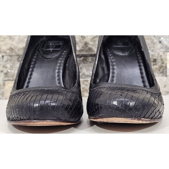 Frye Carson Pumps Womens Leather Chunky Block Heel Black Y2K 90s Size 5.5M Retro - Picture 4 of 11